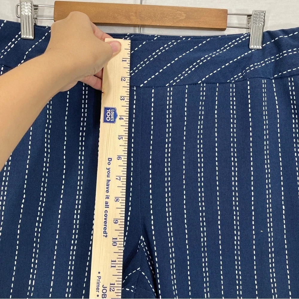 Melissa Paige Navy White Striped Pull-on Slim Leg Pants XL - Picture 5 of 8